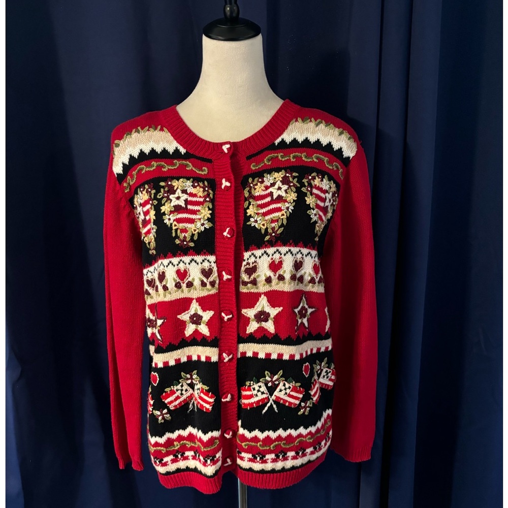 Vintage grandma cardigan sweater embroidered floral graphic sweater